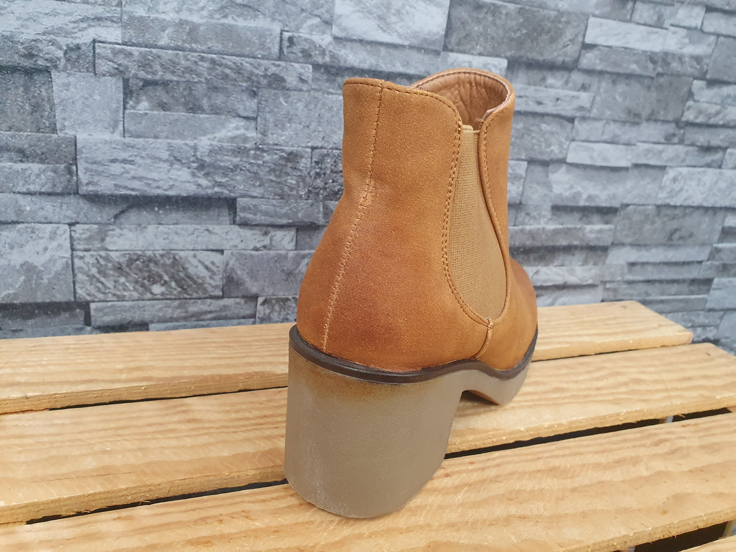 Damen Stifelette  Camel Chelsea Boots Vintage