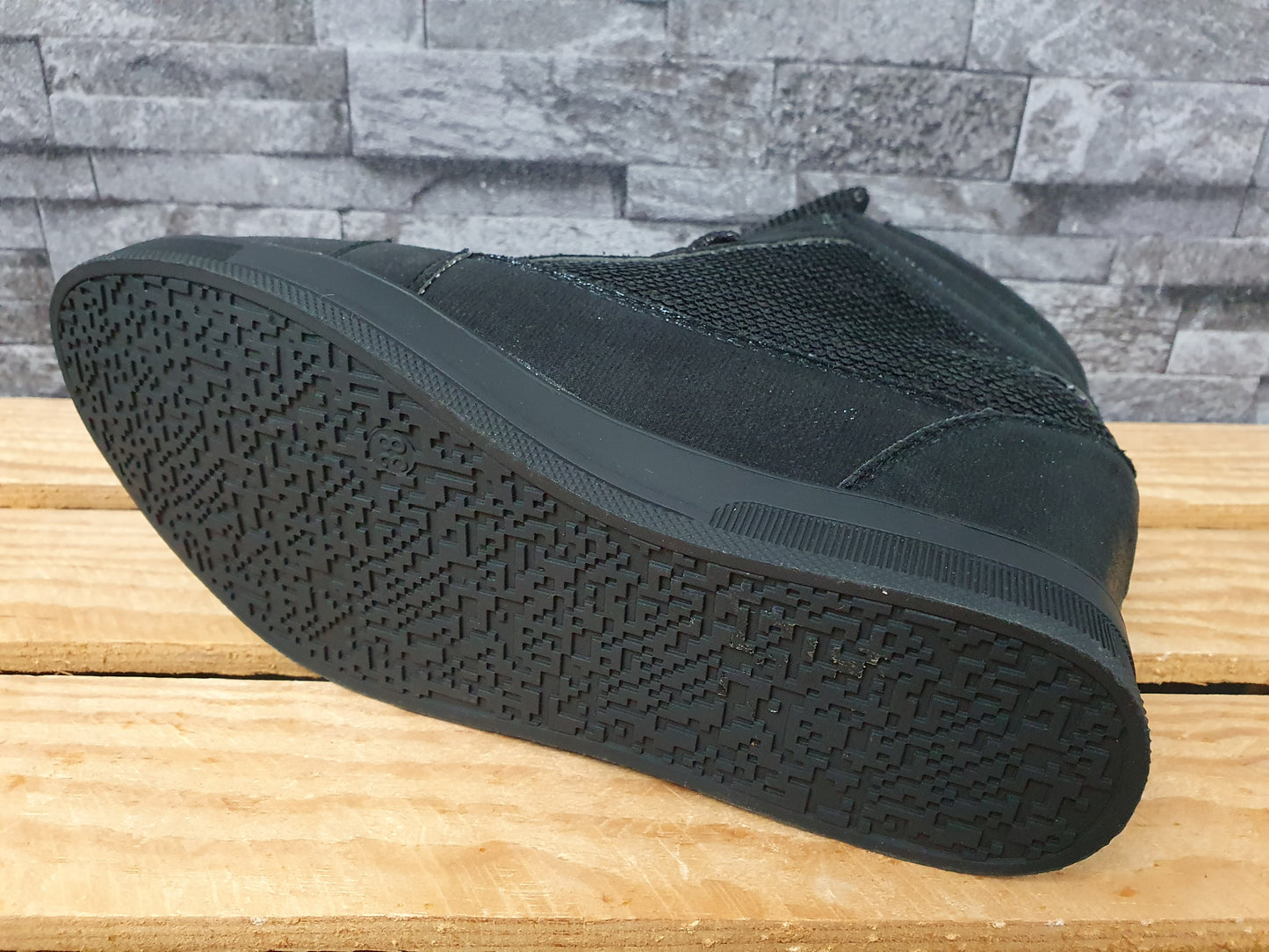 Damen Sneaker Schuhe Schwarz Pailletten Kailabsatz Größe 37-41
