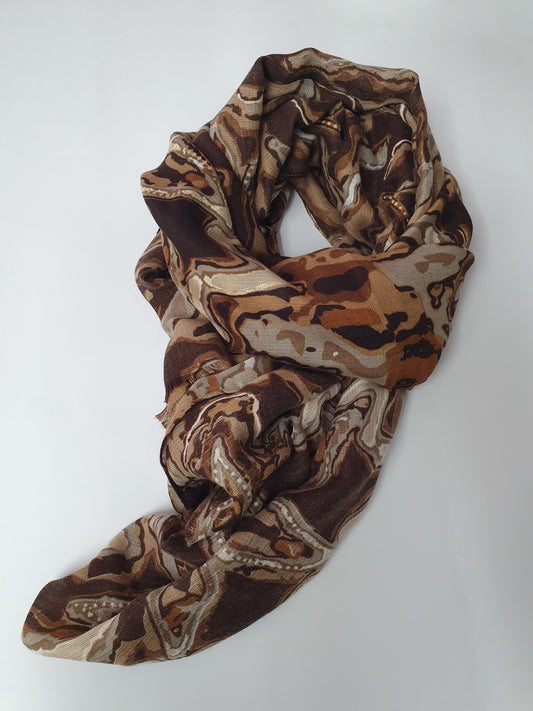 Dame Schal Tuch Braun Gold