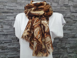 Dame Schal Tuch Braun Gold