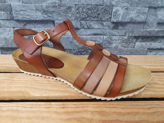 Damen Abril  Spanische Sandalen Leder Braun