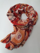Damen Schal Tuch Glitzer Viskose  Baumwolle Orange Rot