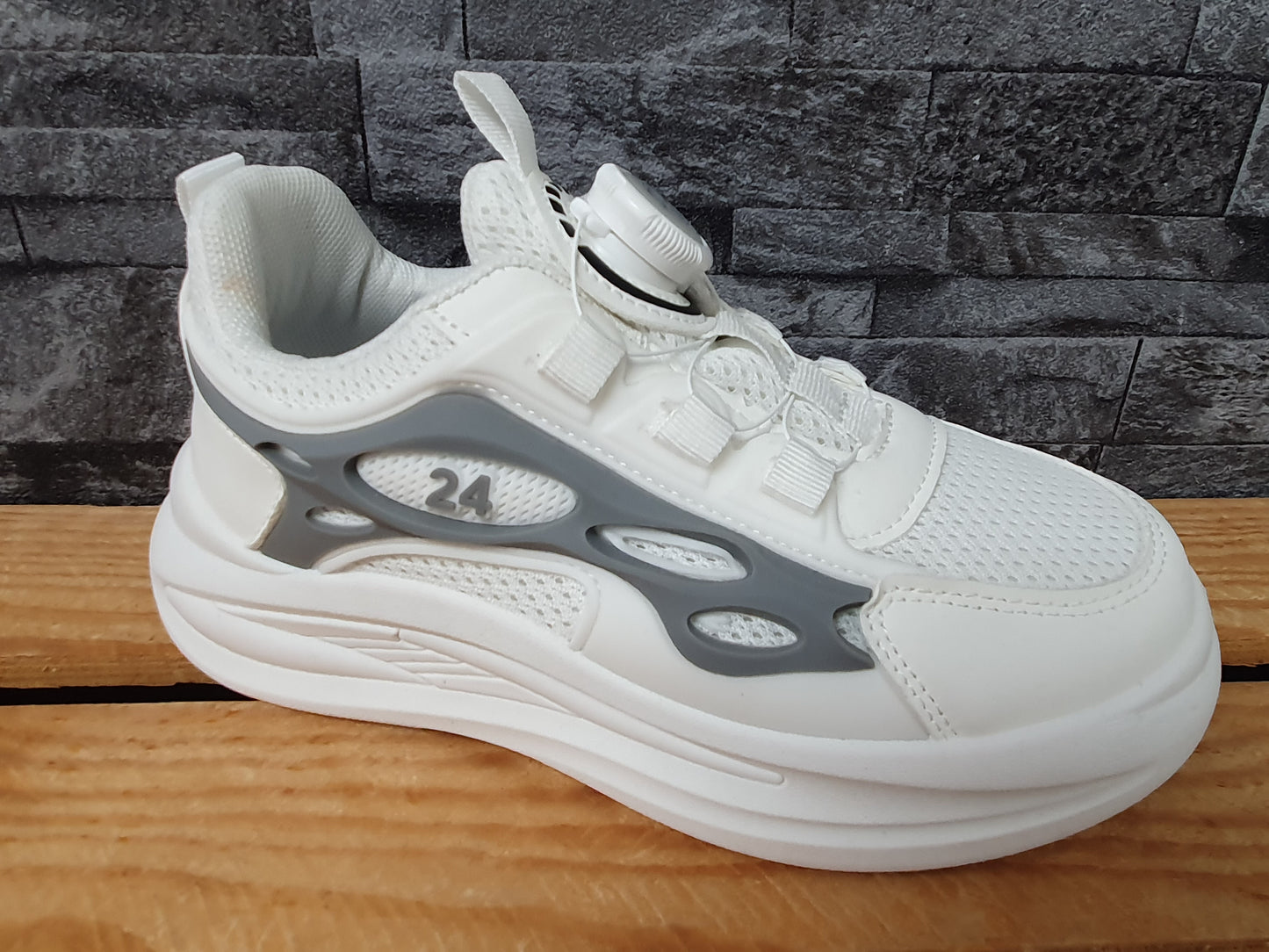 Kinder Sneaker Drehverschluss Schuhe Sportschuhe Rosa & Schwarz & Weiß