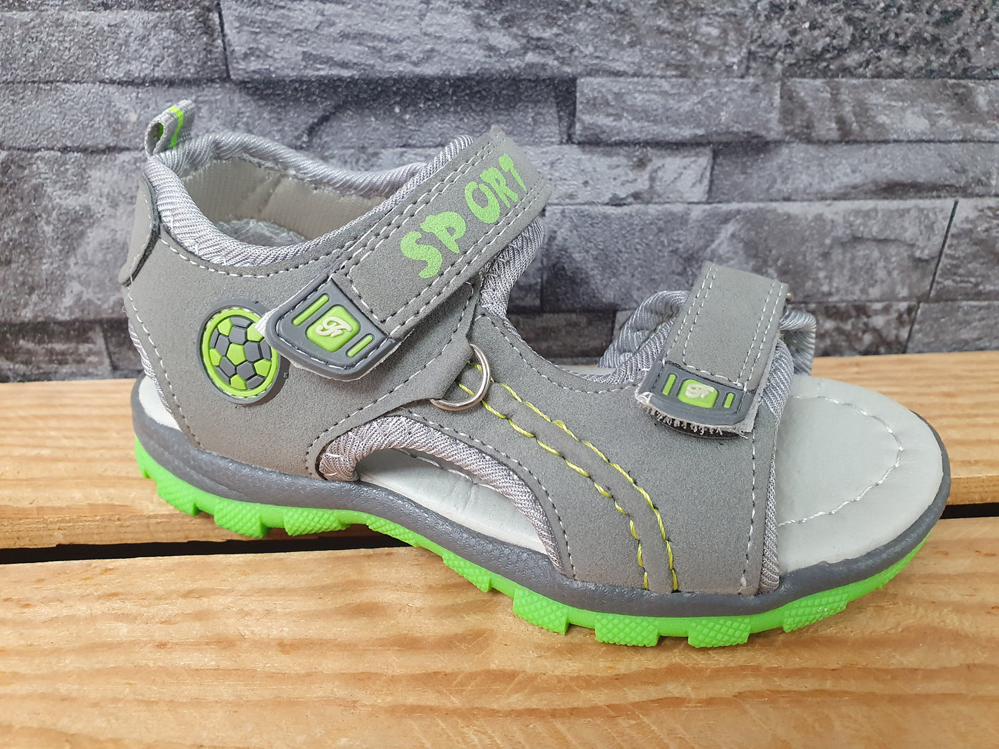 Kinder Sandalen Sandalette Schuhe Sommer 2 x Klett Beige &  Grün & Braun