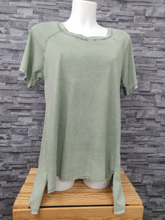 Damen Made In Italy  Shirt Grün  & Blau Vintage  Einheitsgröße 38-44
