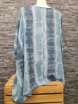 Made In Italy Tunika  Strandtunika Shirt Blau Einheitsgröße Größe 46-52