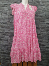 Made In Italy Damen Strandkleid Tunika Kleid Rosa Einheitsgröße 38-44