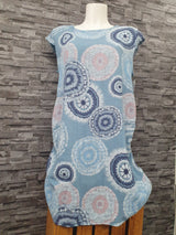 Made In Italy Damen Kleid Strandkleid Sommerkleid Pink & Blau Einheitsgröße