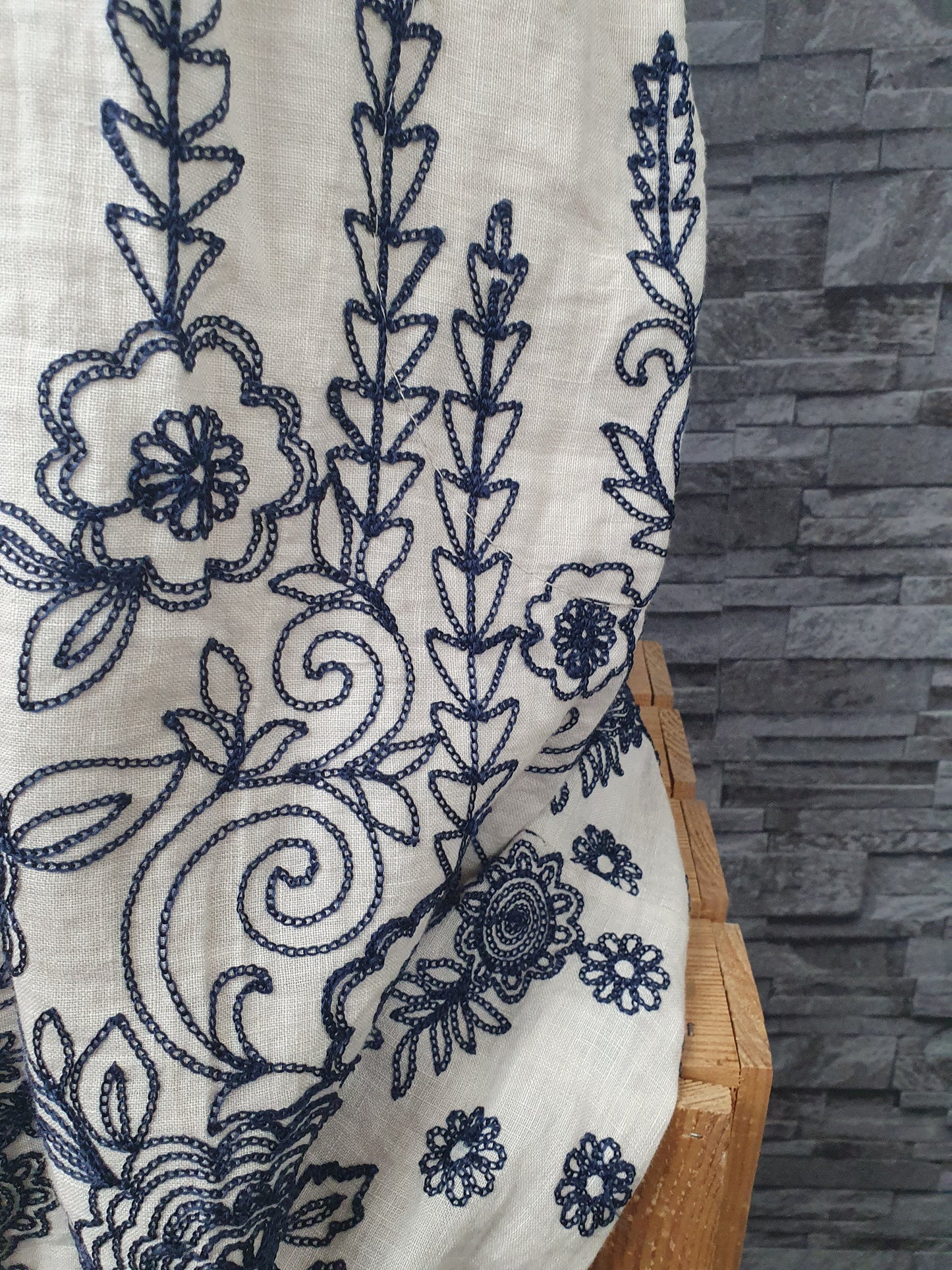 Made In Italy Damen Kleid Sommerkleid Blau & Pink Einheitsgröße Leinen