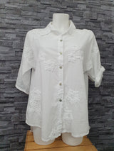 Made  In Italy Bluse Weiß 3 D Blumen Einheitsgröße 3/4 Arm