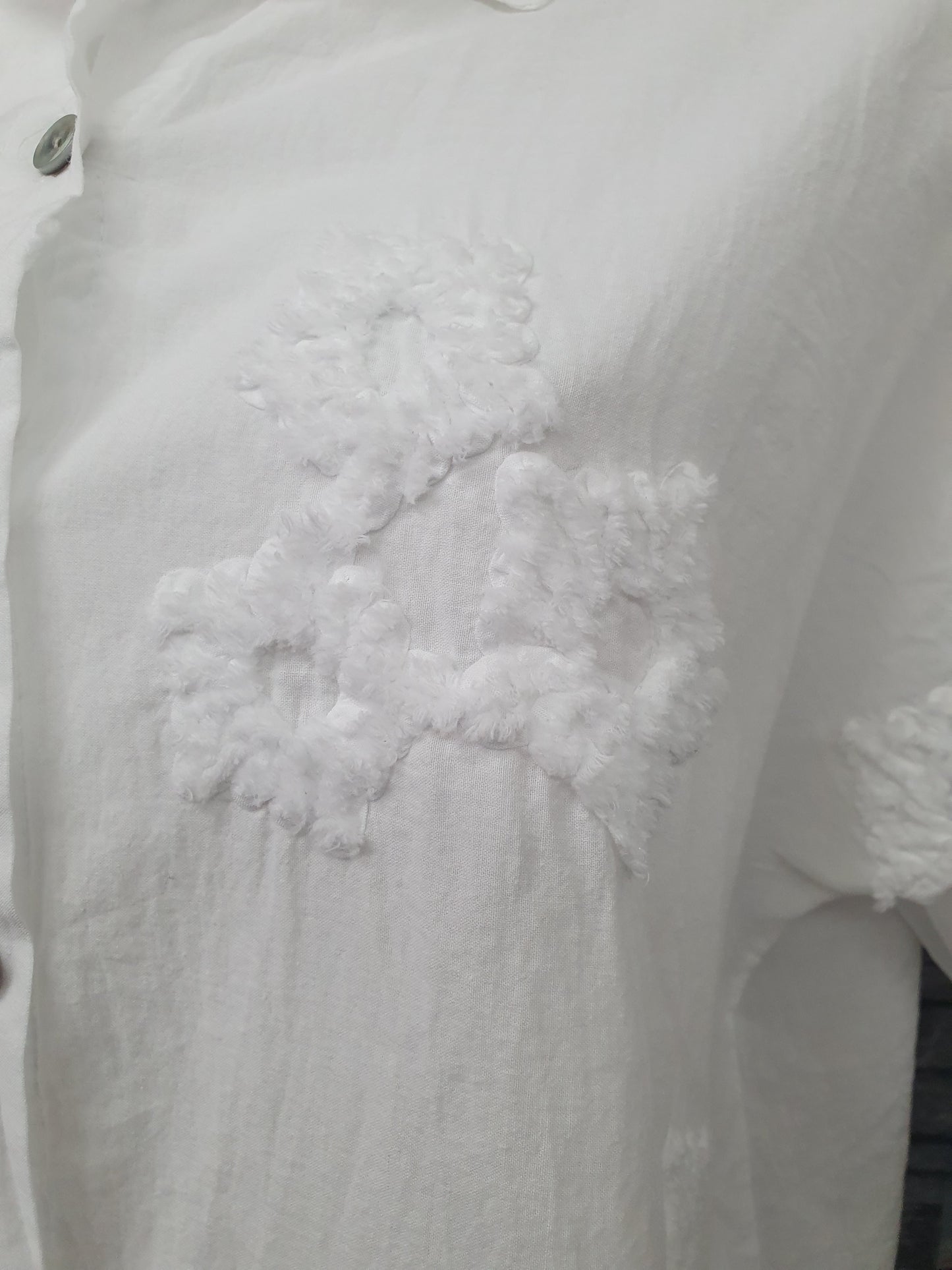 Made  In Italy Bluse Weiß 3 D Blumen Einheitsgröße 3/4 Arm
