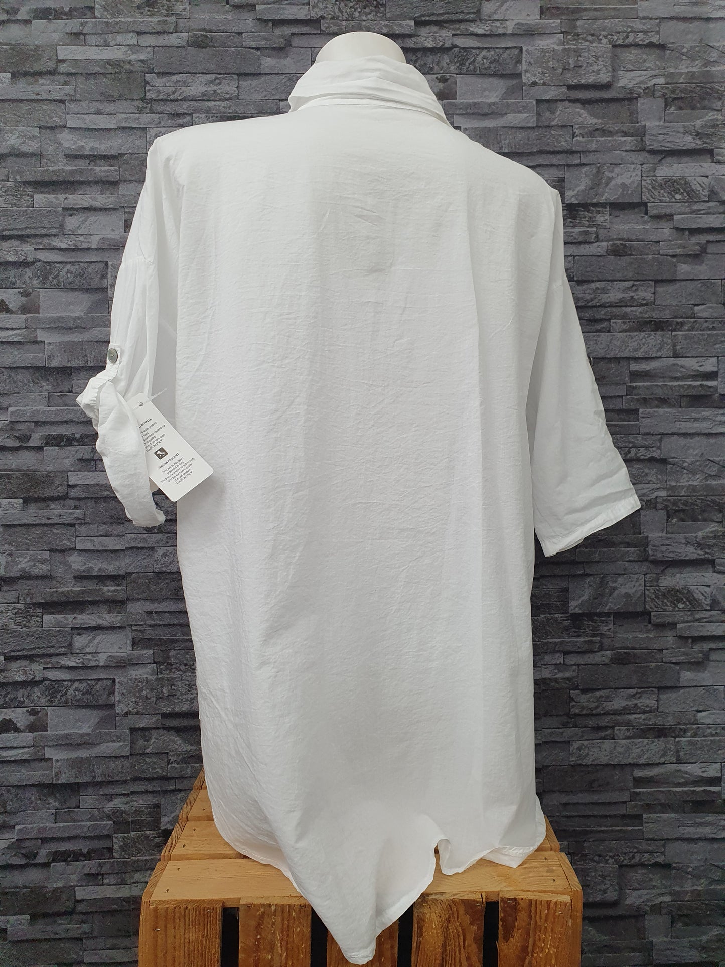 Made  In Italy Bluse Weiß 3 D Blumen Einheitsgröße 3/4 Arm