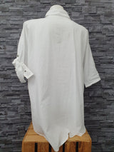 Made  In Italy Bluse Weiß 3 D Blumen Einheitsgröße 3/4 Arm