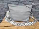 Damen Tasche Schultertasche Grau mit Schulterriemen