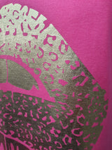 Damen Shirt Motiv  Weiß  & Fuchsia   Größe  38-44