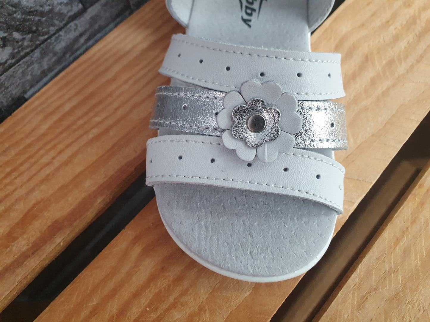 Slobby Kinder Mädchen Sandalen Sommer Sandalette 1 x Klett  Leder Pink & Weiß