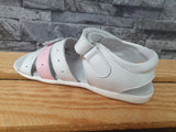 Slobby Kinder Mädchen Sandalen Sommer Sandalette 1 x Klett  Leder Pink & Weiß