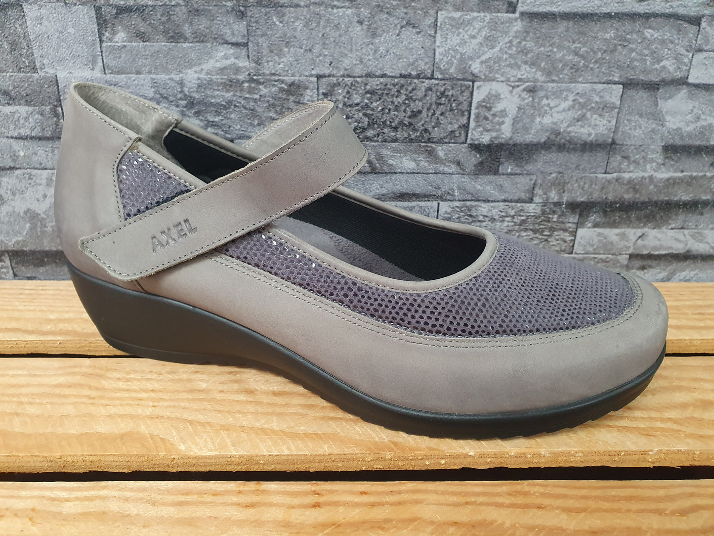 Axel Active Gesundheitsschuhe  Kailabsatz  Strech Leder  Grau Weite H  Gr.41