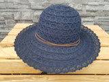 Damen Sonnenhut Sommer Hut Beige & Blau