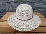Damen Sonnenhut Sommer Hut Beige & Blau