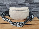 Damen Teddy Plüsch Bum Bag  Tasche Umhängetasche  Grau & Beige & Braun