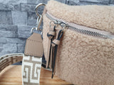 Damen Bum Bag Teddy Plüsch Tasche Umhängetasche Braun & Grau &  Beige