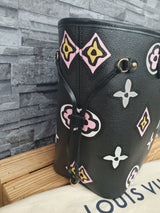 Original Louis Vuitton Neverfull MM Wild at Heart Schwarz Leder Neuwertig