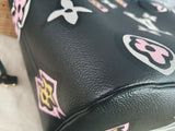Original Louis Vuitton Neverfull MM Wild at Heart Schwarz Leder Neuwertig