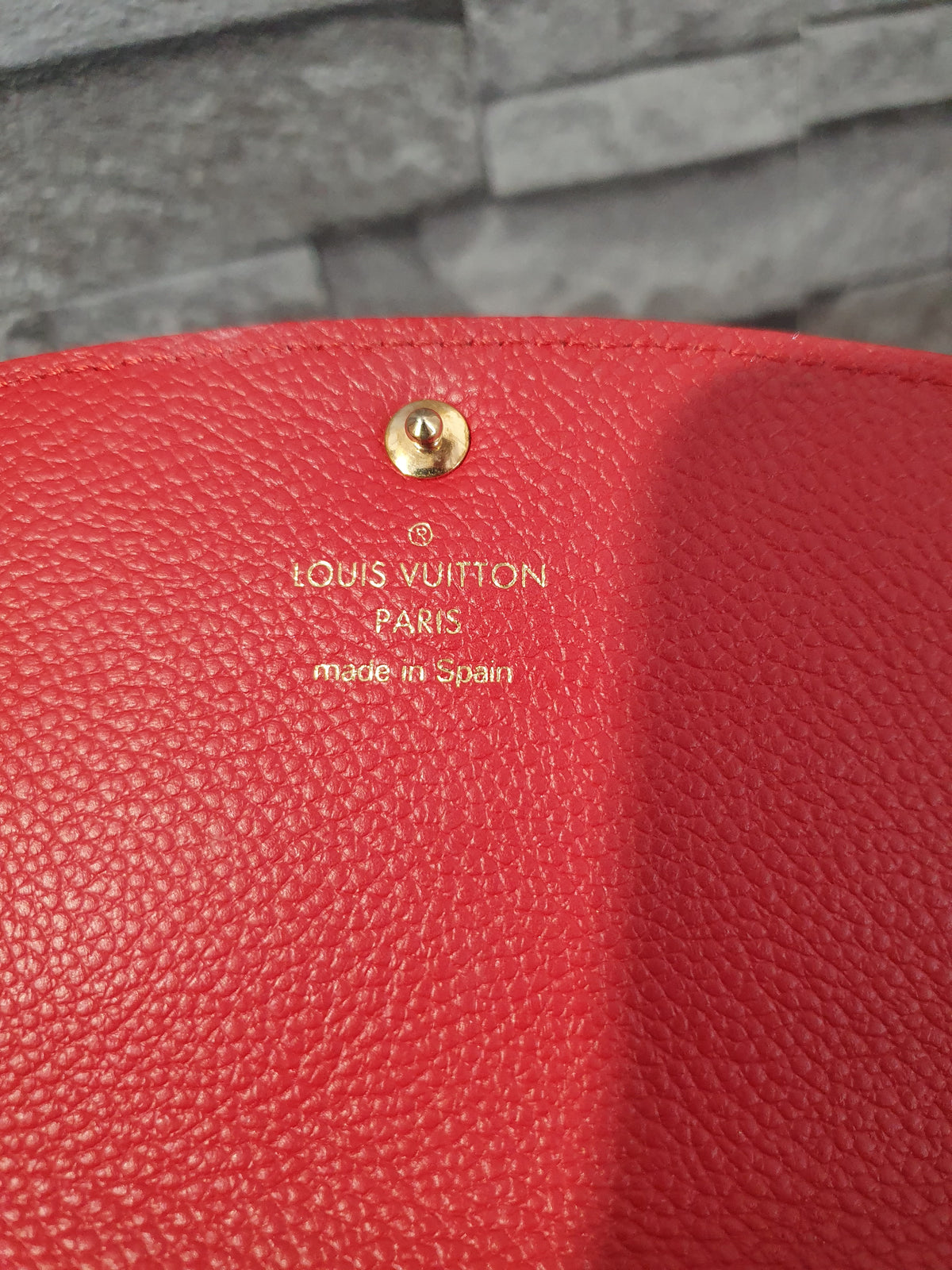 Original Louis Vuitton Geldbörse Emilie Flower Empreinte Leder Marine Rouge