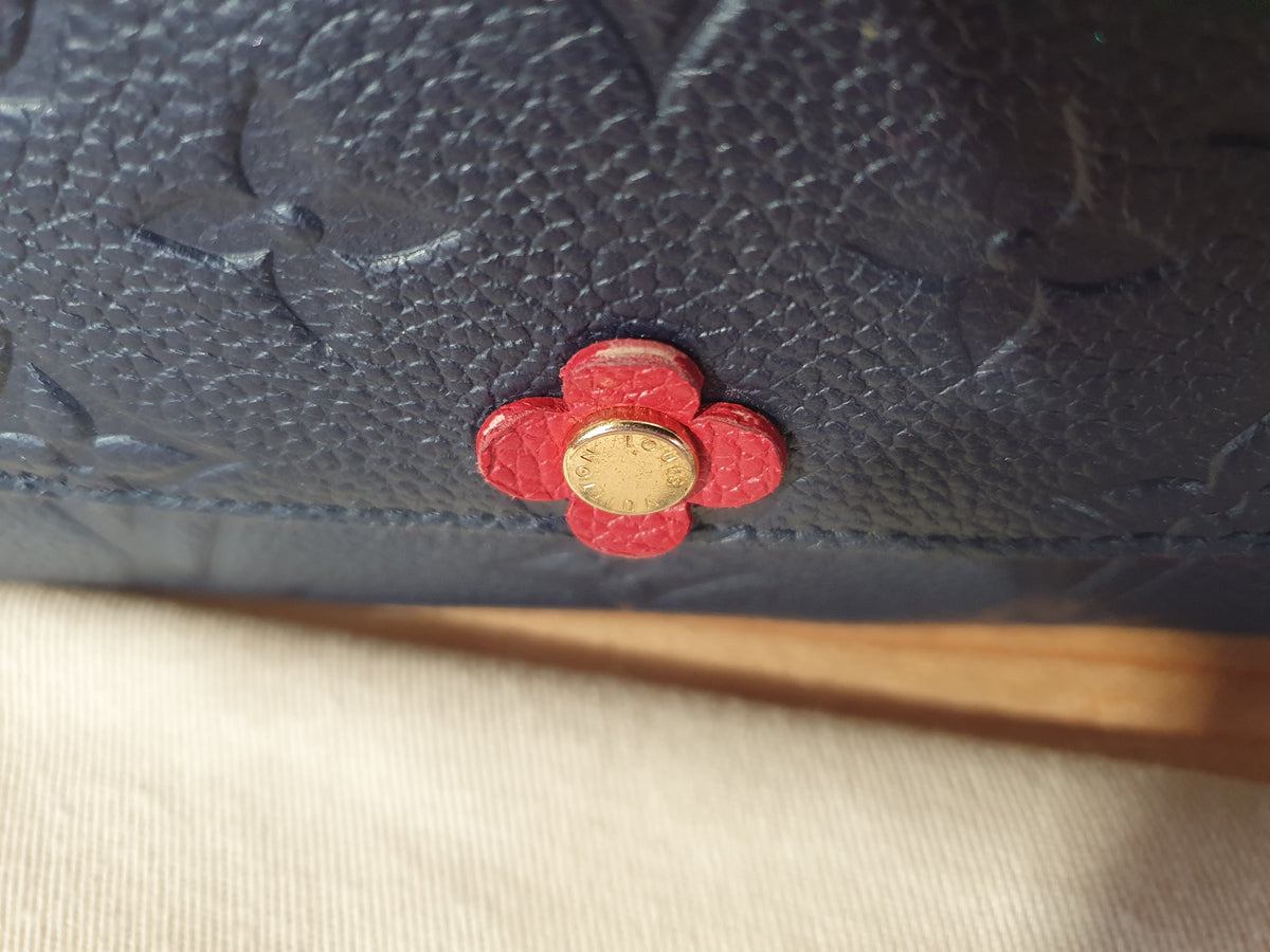 Original Louis Vuitton Geldbörse Emilie Flower Empreinte Leder Marine Rouge