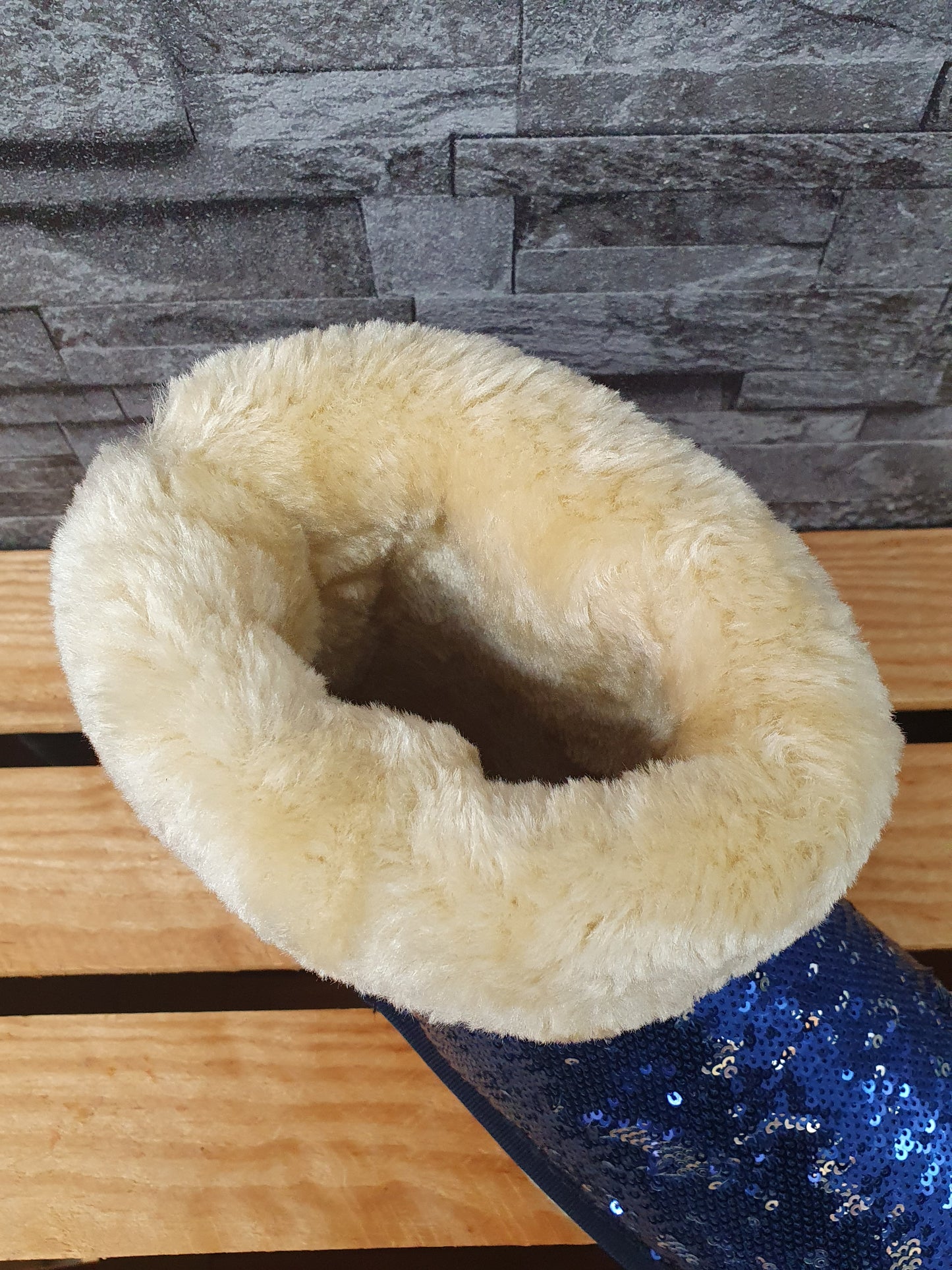 NEU! Damen Boots Pailetten   Blau Silber Gefüttert Kunstfell  Gr. 37-40