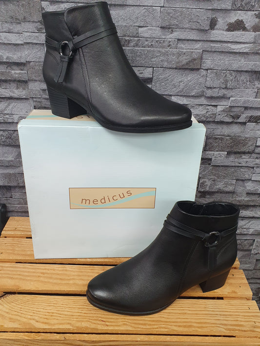 NEU! Mediscus Stiefelette Leder Weite G Schuhe Schwarz  Gr.40