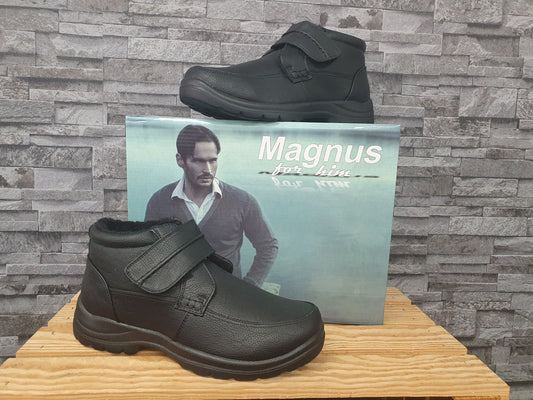 Magnus Herren Stiefeletten Schwarz 1 x Klett Winterboots Gefüttert Größe 41-45