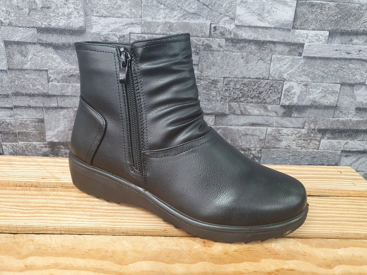 Damen Scandi Stiefelette Schwarz Geffütert Schuhe Winter