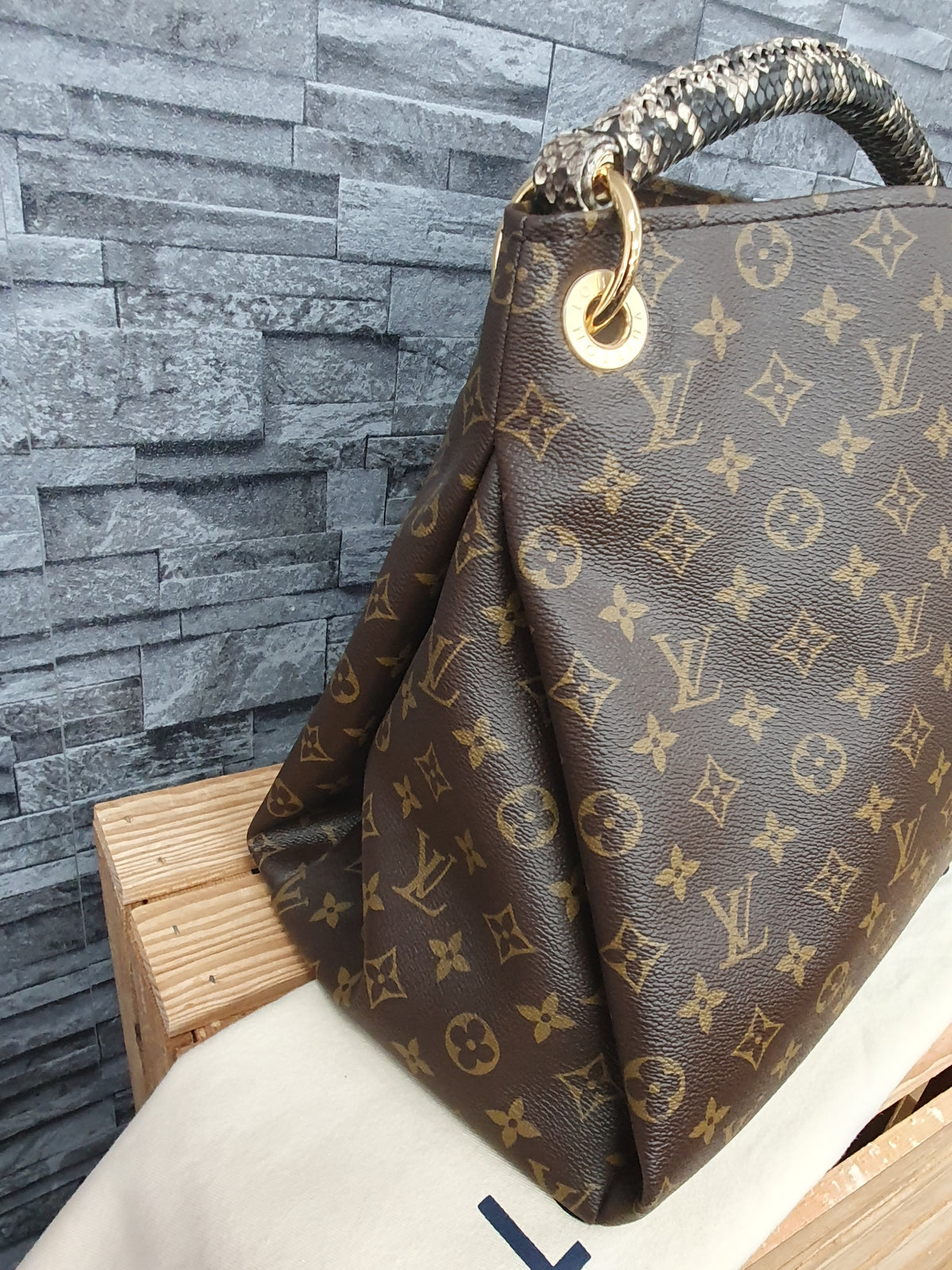NEU! Original Louis Vuitton Artsy MM Monogram Python Canvas