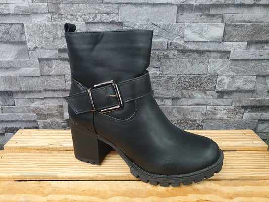 Damen Stiefeletten Schwarz Reißverschluss Herbst Schuhe