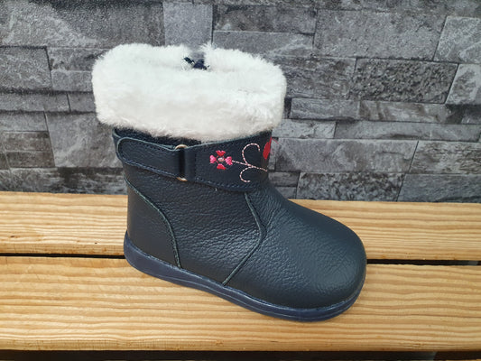 Baby Happy Bee Leder-Stiefeletten Blau