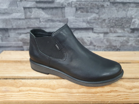 Damen Axel Comfort Leder-Stiefelette Schwarz, Weite G 1/2