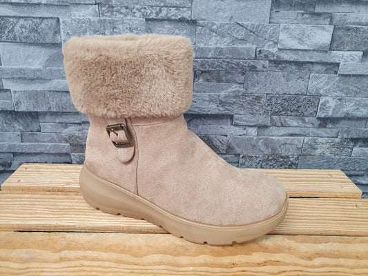 Damen-Stiefelette Beige, gefüttert, Winter-Boots