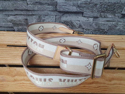 NEU! Original Louis Vuitton Schulterriemen Jaquard Creme Beige Schultergurt