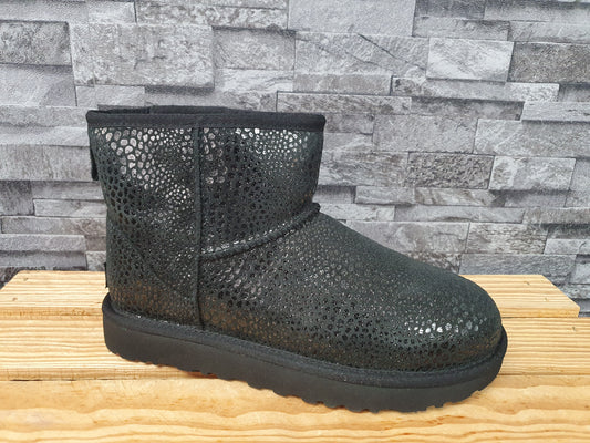 Original UGG Boots Mini Glitzy Schwarz Lammfell Glitzer Gr.39