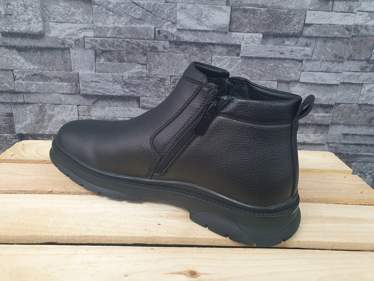 Herren Magnus Boots Stiefeletten Schwarz Warmfutter Gummisohle Winter Gr.40-45