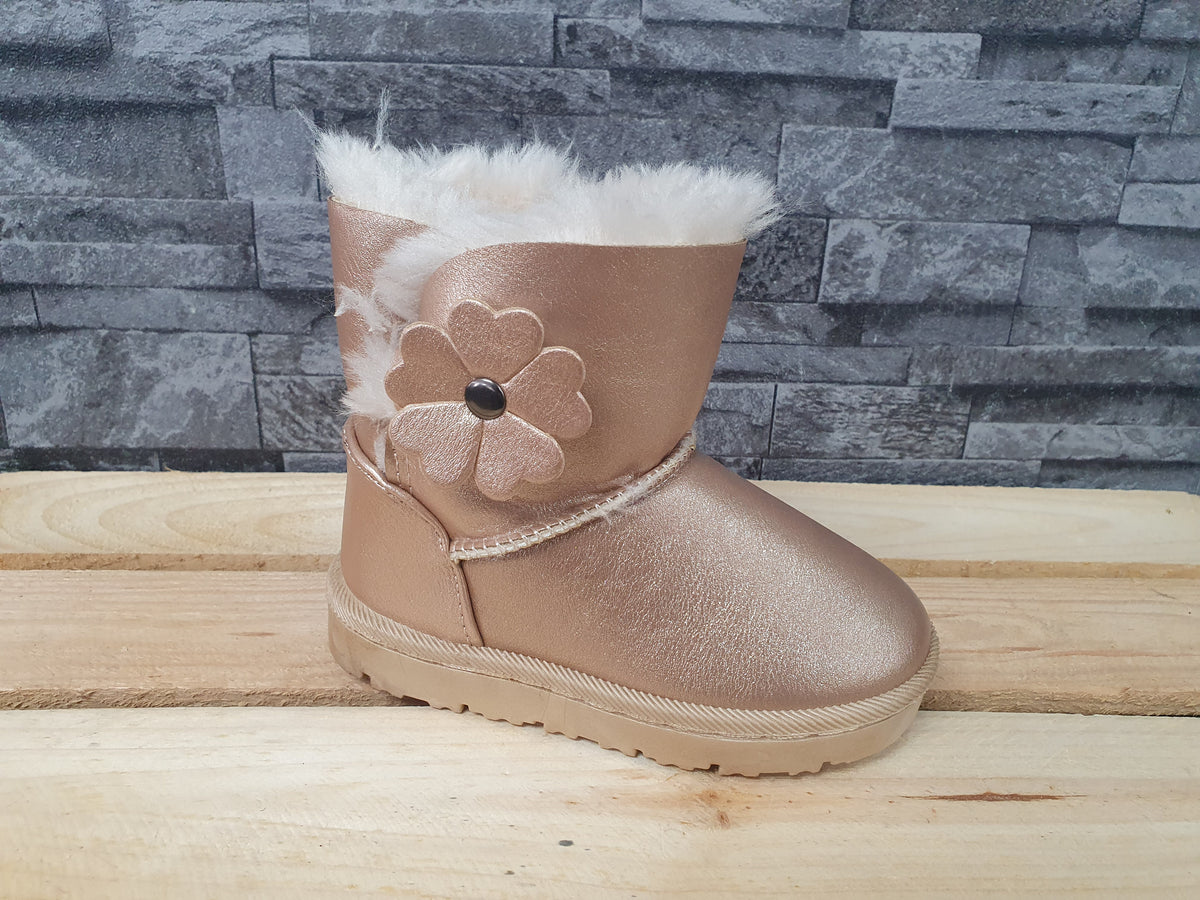 Baby Boots Mini Gefütert Winter Champagne Gold Kunstfell