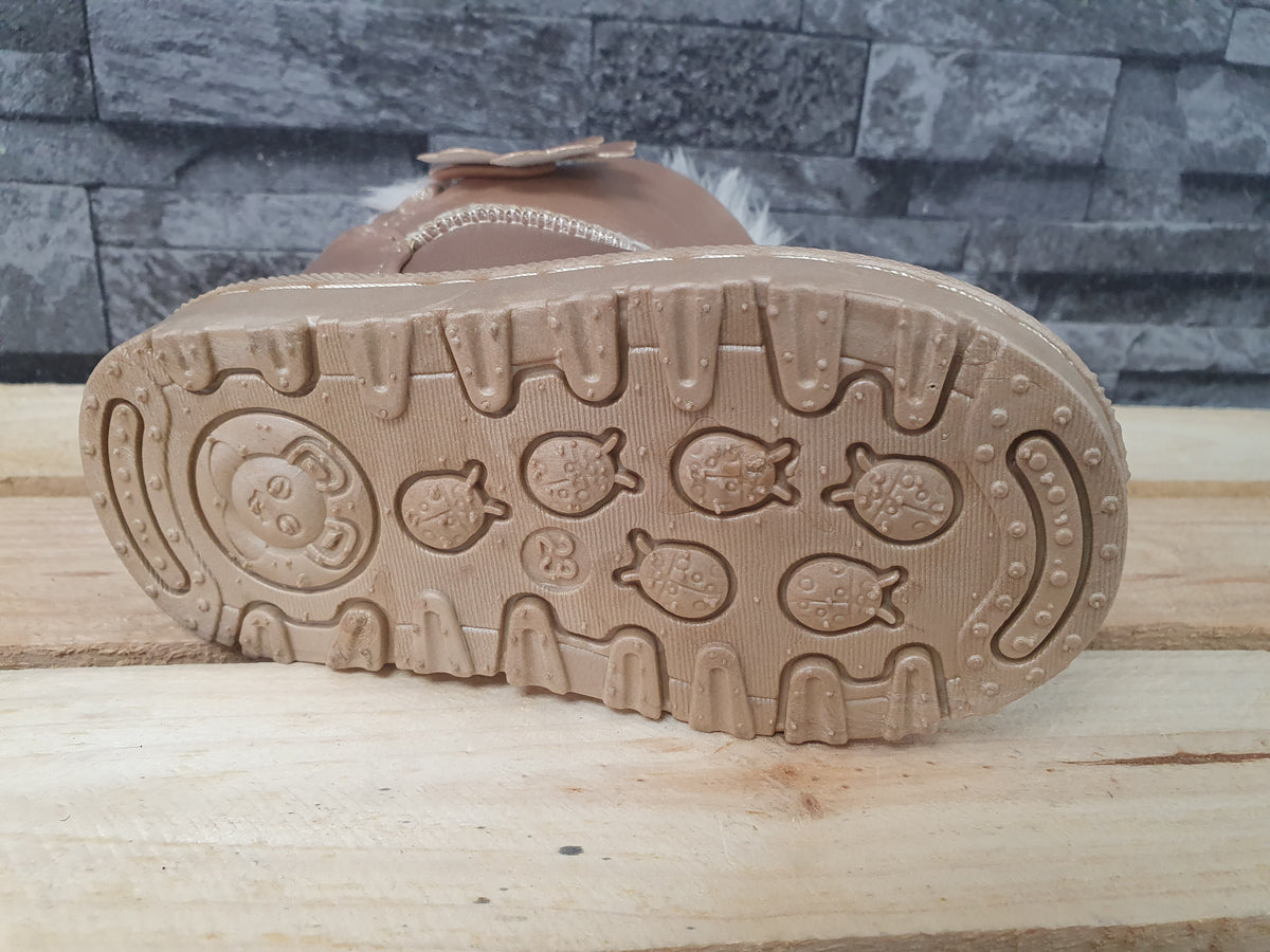 Baby Boots Mini Gefütert Winter Champagne Gold Kunstfell